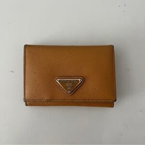 Vintage Prada Small Saffiano Leather Wallet - Camel